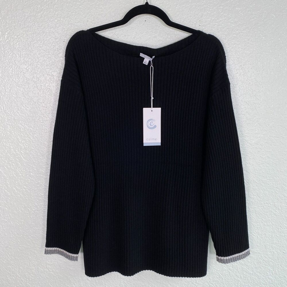 Johnny Was Calme Cashmere Sweater Women Medium Oversized Tunic Black Classic NEW